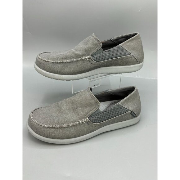 Crocs Santa Cruz 2 Luxe Canvas Loafers Gray Mens 9 Comfortable Casual Shoes - Picture 2 of 9